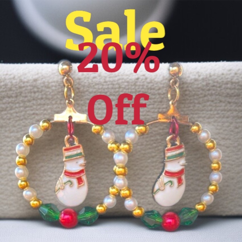 Festive Snowman Pearl Earrings